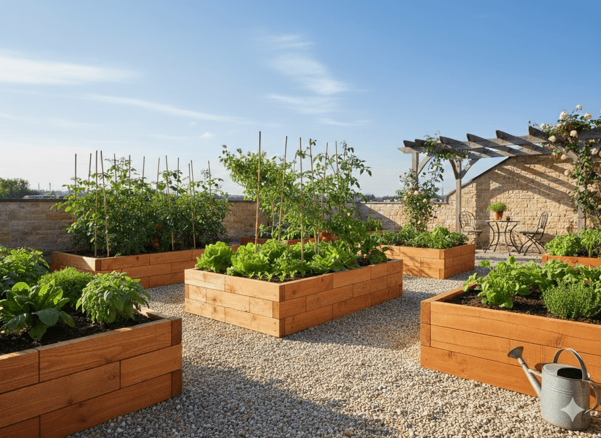 XL size raised bed configuration for vegetable gardening