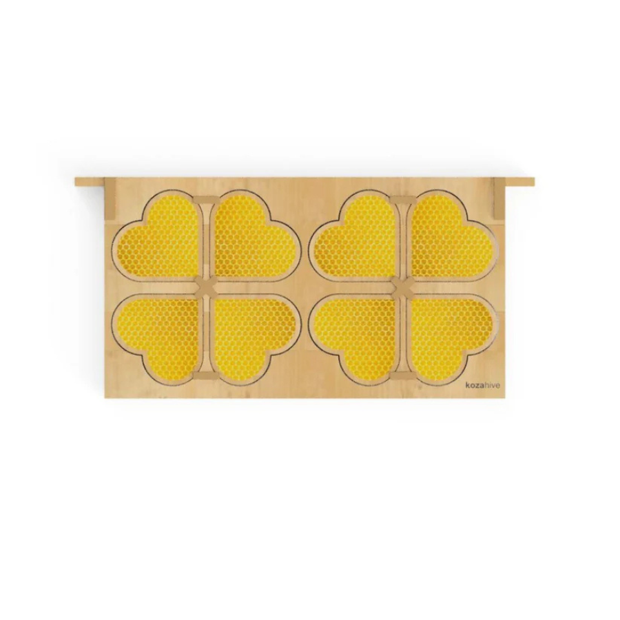 Heart-shaped Langstroth beekeeping frame with removable linden wood inserts